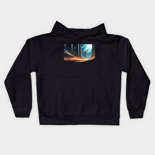 Futuristic illustration of city in space Kids Hoodie